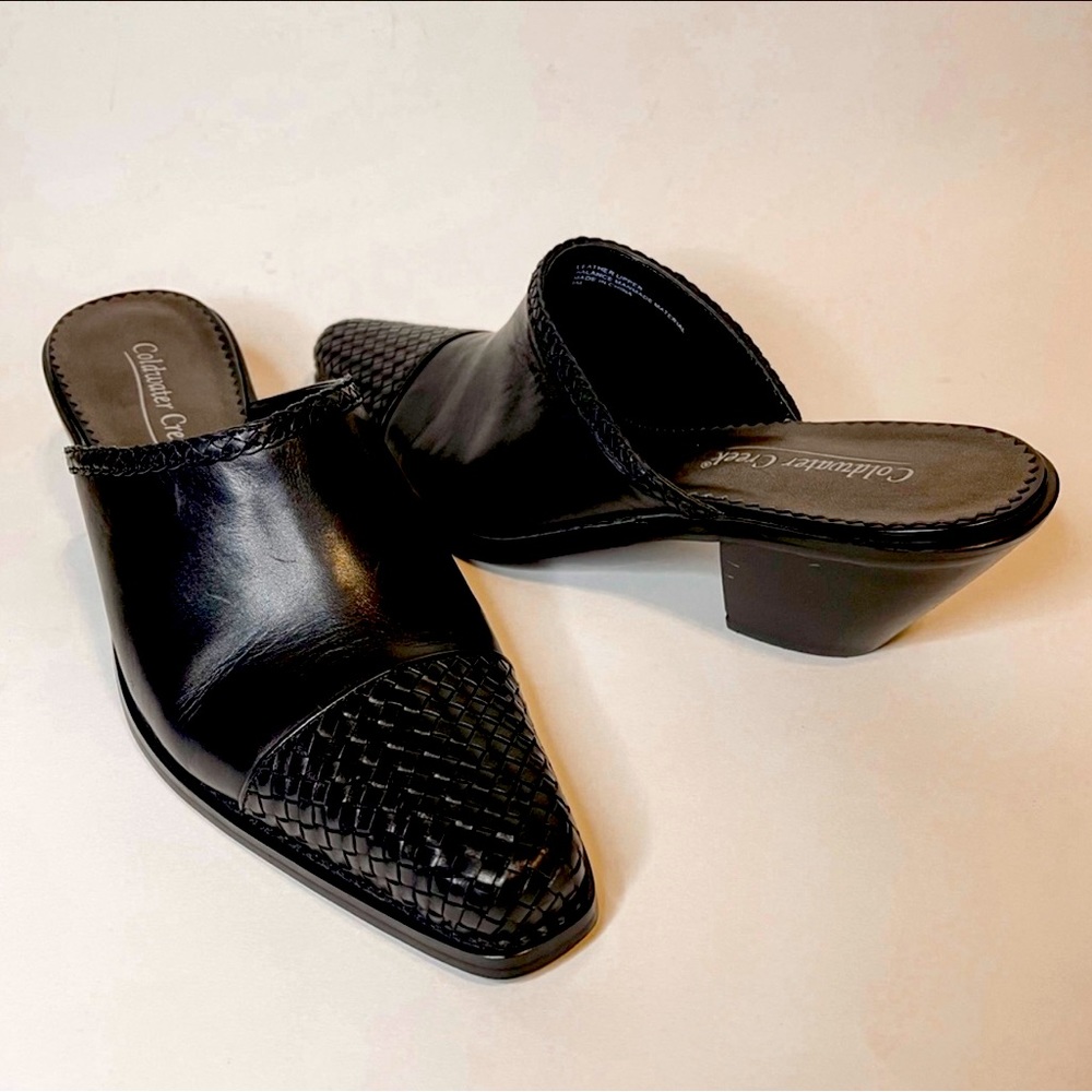 Coldwater Creek Western Black Leather Mules 9